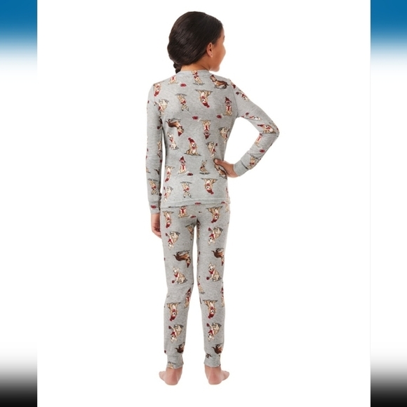 Member's Mark Christmas Kids 2-Piece Pajama Set. Unisex. Grey Dogs Print… - Picture 2 of 7
